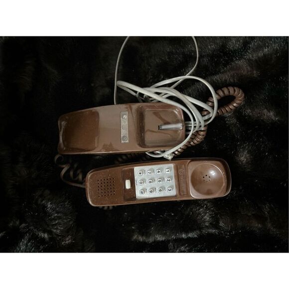 VINTAGE brown 1980s TRIMLINE PUSH BUTTON PHONE Western Electric untested - Picture 2 of 2